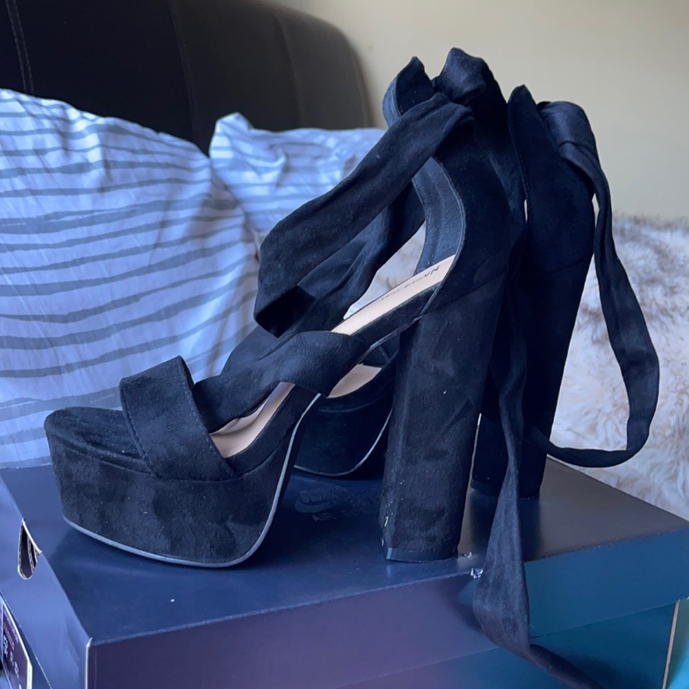 Nasty Gal faux suede platform heels